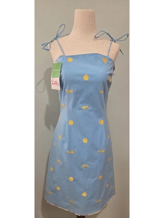 Lilly Pulitzer Dresses & Skirts - Lilly Pulitzer Sz 8 Lily Pad Cape Cod Blue Cocktail Dress Yellow Whale Vintage